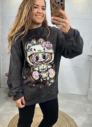 Винтажный свитшот-худи тай дай варка