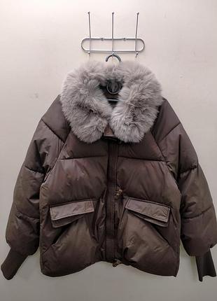 Куртка женская коричневая без капюшона с искусственным мехом,еврозима.и-10166
размеры:xl
цена -1300грн