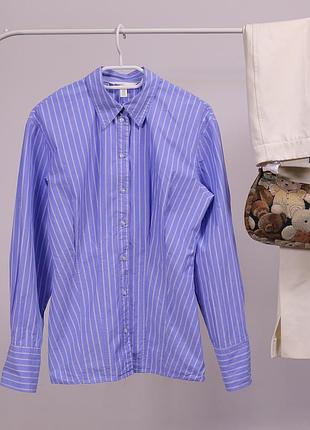 Хлопковая полосканая рубашка h&amp;m со складками