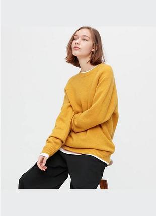 Шерстяной свитер, джемпер свободного кроя uniqlo , шерсть оверсайз