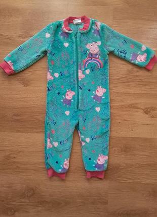Плюшевая пижама человечек на молнии nutmeg 12 18 мес 1 год 80 86 см