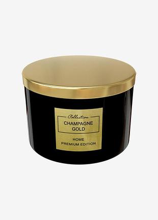 Ароматична свічка pepco home luxury candle champagne gold з кришкою (чорна)