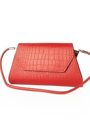 Сумка жіноча, стильний клатч, маленька сумочка через плече, міні сумка зі шкірозамінника, червона