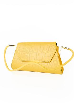 Сумка жіноча, стильний клатч, маленька сумочка через плече, міні сумка зі шкірозамінника, жовта