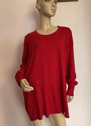 Красный трикотажный свободный свитер/46-48/ brend ulla popken