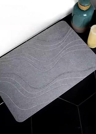 Коврик из диатомита для душа и ванной комнаты,кухни, прихожей, каменный,универсальный тёмно-серый цвет