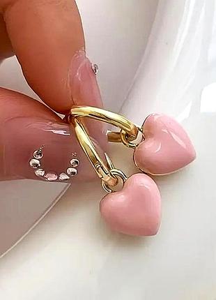 Жіночі сережки малий розмір 2.5 см сережки рожеві sku 03843