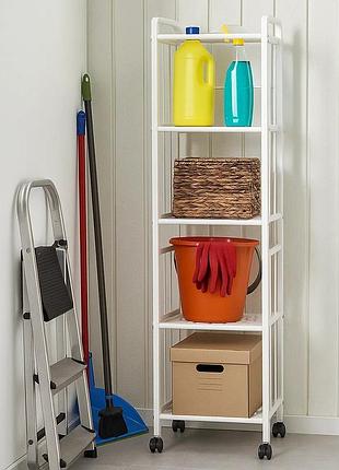 Стелаж для комори, ванної кімнати, кухні полиця підлогова пересувна на колесах 5 ярусів 33х25х141 см