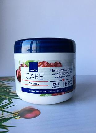 Мультифункціональний крем для обличчя, рук і тіла з антиоксидантами та ароматом вишні avon care 400 мл, ейвон