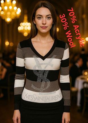 Акриловый свитер с добавлением шерсти в полоску yves saint laurent tom ford per с биркой
