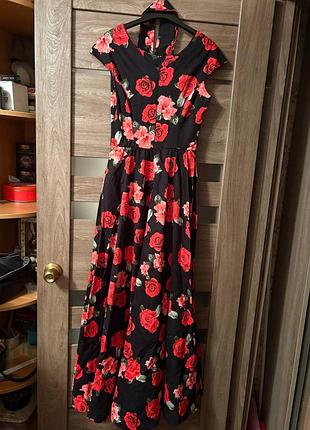 Вечернее платье с розами, размер xs, s