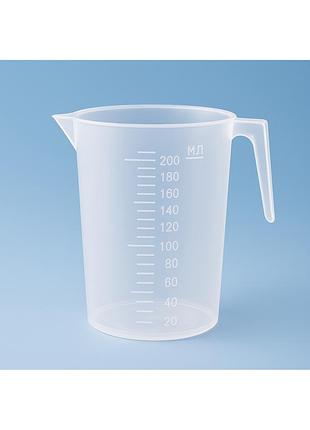 Стакан мерный пластмассовый прозрачный с ручкой для пищевых продуктов 200 мл| 87921