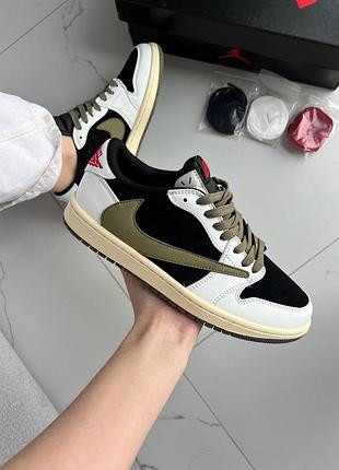 Кросівки jordan 1 low og travis scott olive