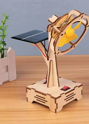 Деревянный конструктор вентилятор с солнечной панелью