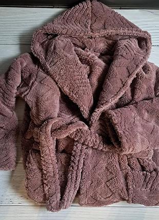 Халат жіночий махровий махра на запах пудра рожевий дуже теплий довгий