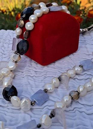 Бусы жемчуг в серебре