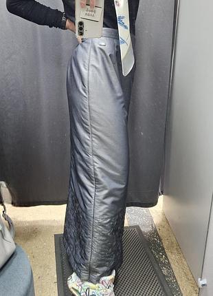 Юбка макси теплая зимняя длинная, м, серого цвета