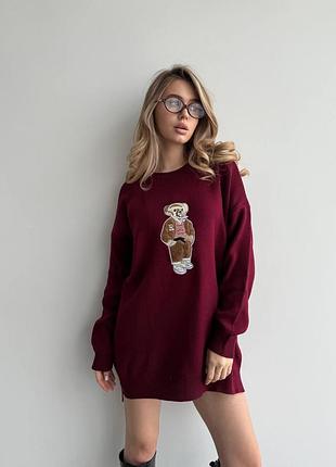 Удлиненный свитер мишка