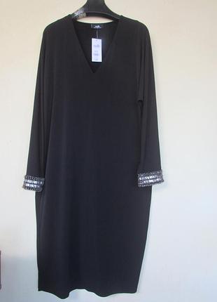 Новое черное вечернее платье украшено стеклярусом с v-образным вырезом от wallis