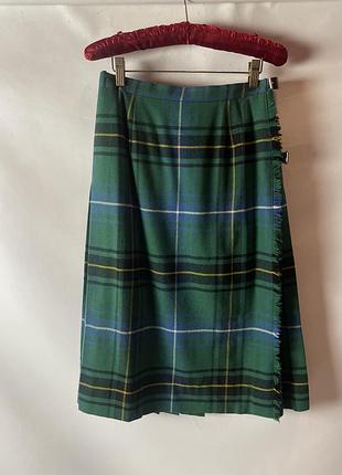 Strone house the tartan weavers вінтажна тепла вовняна тартанова спідниця на запах шотландка в клітинку з вовни