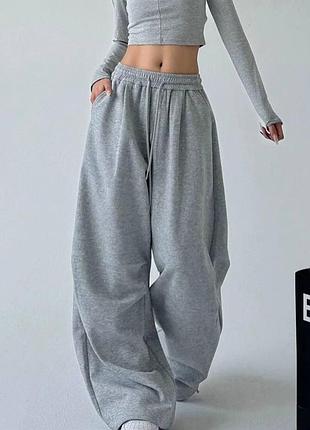 Штани широкі тринитка на флісі спорт