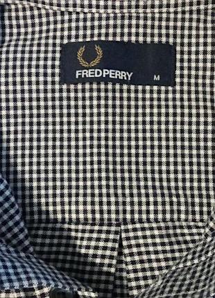 Рубашка классическая мужская в клетку fred perry длинный рукав серая - белая - черная клетка m 8