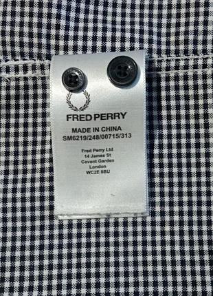 Рубашка классическая мужская в клетку fred perry длинный рукав серая - белая - черная клетка m 9