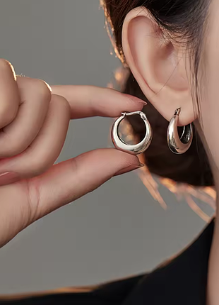 Гладкі вінтажні срібні сережки