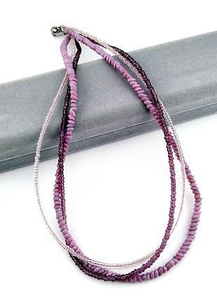 Бузкові намисто з бісеру в 3 ряди