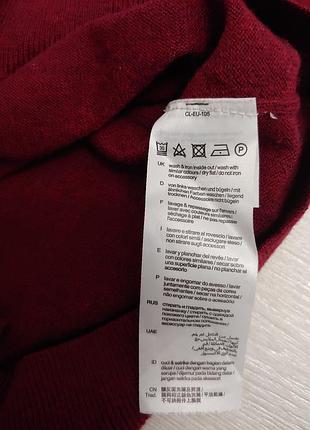Бордовый пуловер мужской 100%merino wool 5