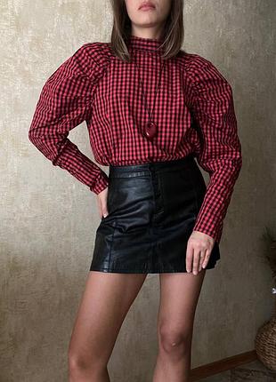 Блуза с объемными рукавами в клетку от hm