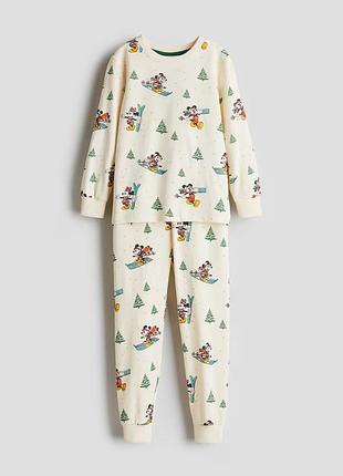 6-8 р 122-128 см h&amp;m новый фирменный трикотажный комплект костюм пижама с принтом микки маус нр нг