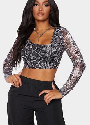 Топ сетка в змеиный принт р.xs