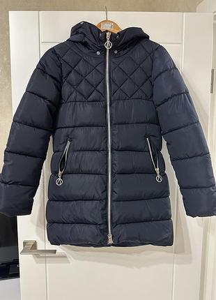 Зимове пальто на синтепоні s m синього кольору куртка зима