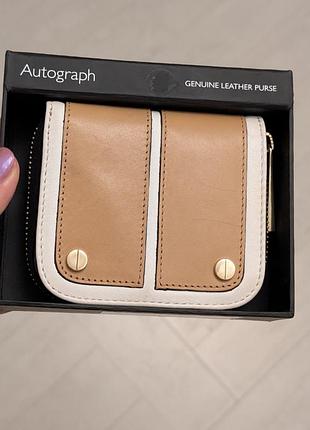 Женский небольшой кожаный кошелек для карт / купюр / монет