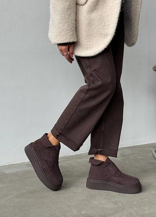 В наявності зимові черевики на липучці натур замш коричневі /шоколад 36-41р