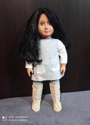 Лялька, 41 см, чорне довге волосся, зелені очі, battat, qu generation