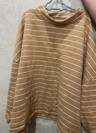 Світшот полосатий, бежевий, розмір l