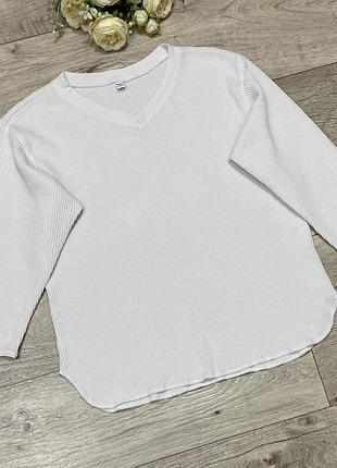 Молочный вафельный лонгслив, реглан, джемпер uniqlo, р.s-m