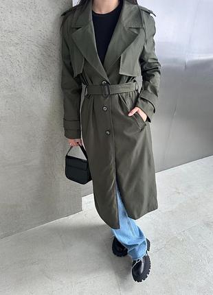 Жіночий тренч хакі міді 630