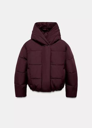Короткий анорак жіночий бордовий zara new