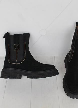 Зимние кожаные, натуральные замшевые сапоги, ботинки, сапоги, ботинки 36 размера