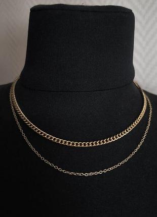 Подвеска золотистая цепочки разного размера колье цепочка ожерелье