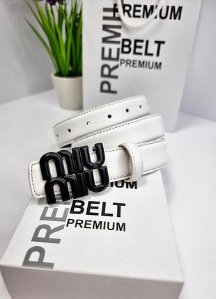 Ремінь жіночий шкіра 3см фабричний китай + коробка, ремінь під плаття з шкіри в джинси шкіряний білий чорна пояс