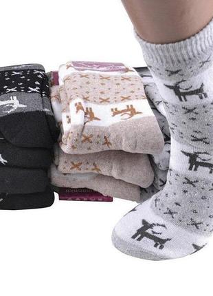 Набір махрових шкарпеток з оленями та сніжинками