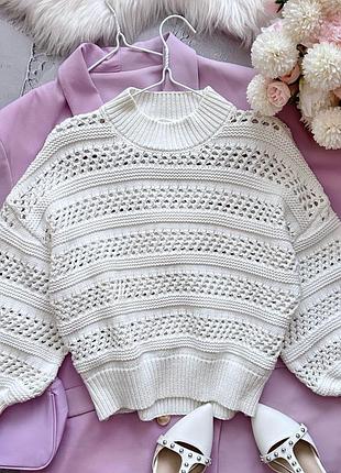 Білий ажурний светрик mango
