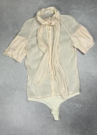 Pinko боді шовковий з завʼязкою на шиї напівпрозорий