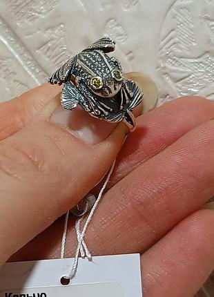 Серебряная кольца лягушка