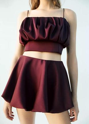 Топ жіночий бордовий атласний zara new