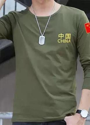 Лонгслив футболка базовый «china» оливковый